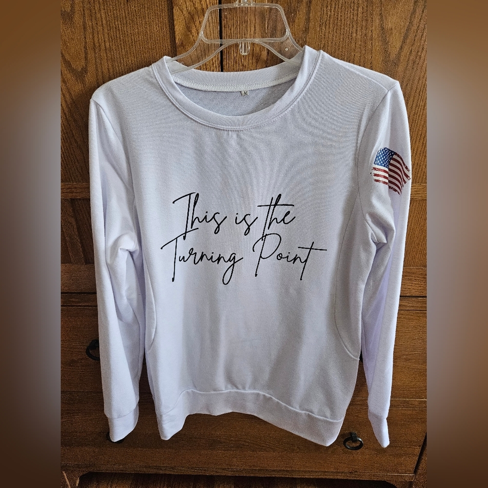 White "This Is The Turning Point" Long Sleeve T Shirt